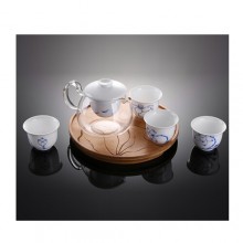 M10哲品鱼荷手绘白瓷青花陶瓷茶具
